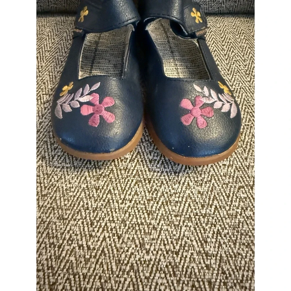 Pediped girls Mary Jane Navy Floral Leather size 29 (US 12-12.5) Missing Insole